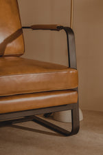 Buffalo Brown Leather Armchair With Black Iron Frame