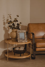 Buffalo Brown Leather Armchair With Black Iron Frame