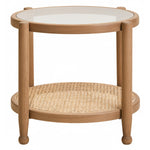 Cebu Natural Cane and Grey Wash Elm Wood Side Table