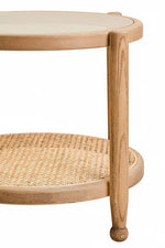 Cebu Natural Cane and Grey Wash Elm Wood Side Table