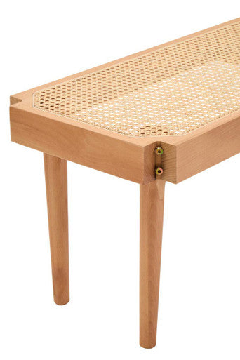 Cebu Natural Cane and Beech Wood Bench