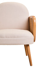 Cebu Ivory Fabric and Cane Chair with Elm Wood Legs