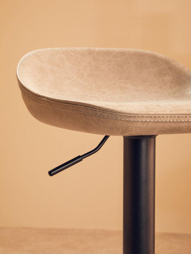 Dalston Set Of Two Ash Faux Leather Bar Stools