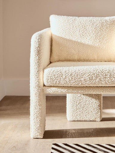 Ozzero Ivory Boucle Curved Armchair