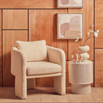 Ozzero Ivory Boucle Curved Armchair