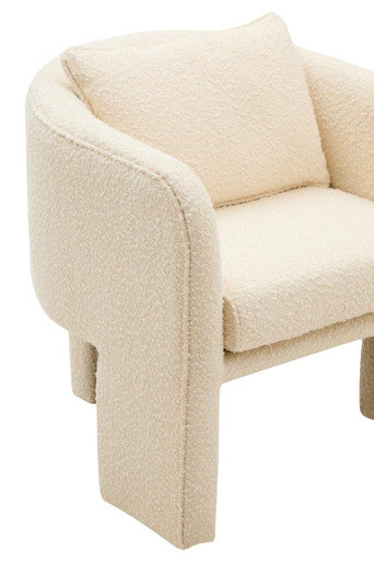 Ozzero Ivory Boucle Curved Armchair
