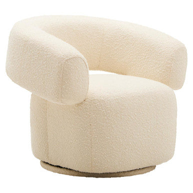 Oliveto Ivory Boucle Curved Swivel Armchair