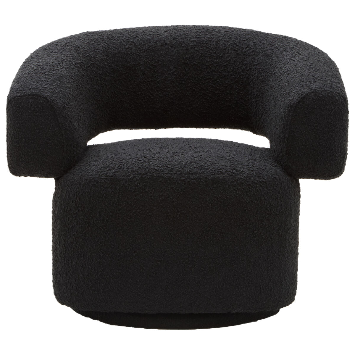 Oliveto Black Boucle Curved Swivel Armchair