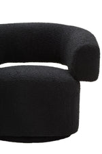 Oliveto Black Boucle Curved Swivel Armchair