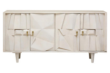 Sita Four Door Whitewash Mango Wood Abstract Sideboard
