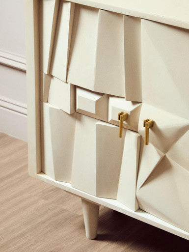 Sita Four Door Whitewash Mango Wood Abstract Sideboard