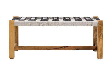 Satna Black And White Jute Bench