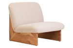 Parova Cream Linen Textured Armless Chair With Wood Base