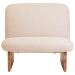 Parova Cream Linen Textured Armless Chair With Wood Base