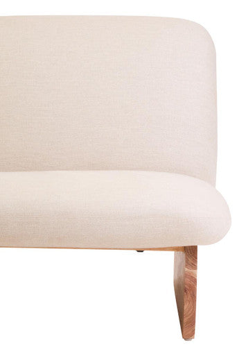 Parova Cream Linen Textured Armless Chair With Wood Base