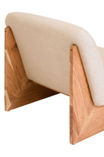 Parova Cream Linen Textured Armless Chair With Wood Base