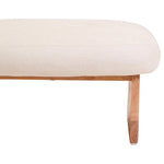 Parova Cream Linen Textured Footstool With Wood Base