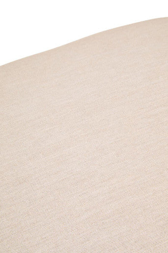 Parova Cream Linen Textured Footstool With Wood Base