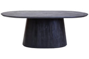 Perdoba Mango Wood Oval Dining Table in Black Finish