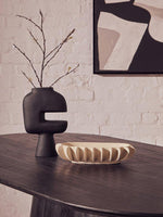 Perdoba Mango Wood Oval Dining Table in Black Finish