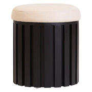 Perdoba Black Mango Wood and Cream Linen Stool