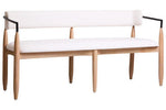 Persolo Cream Textured Fabric Dining Bench with Wood Frame