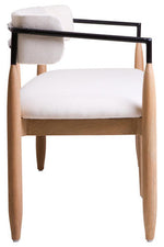 Persolo Cream Textured Fabric Dining Bench with Wood Frame