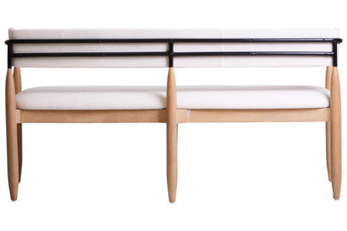 Persolo Cream Textured Fabric Dining Bench with Wood Frame