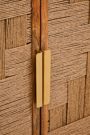Teora Mango Wood Paper Rope Detail Four Door Sideboard