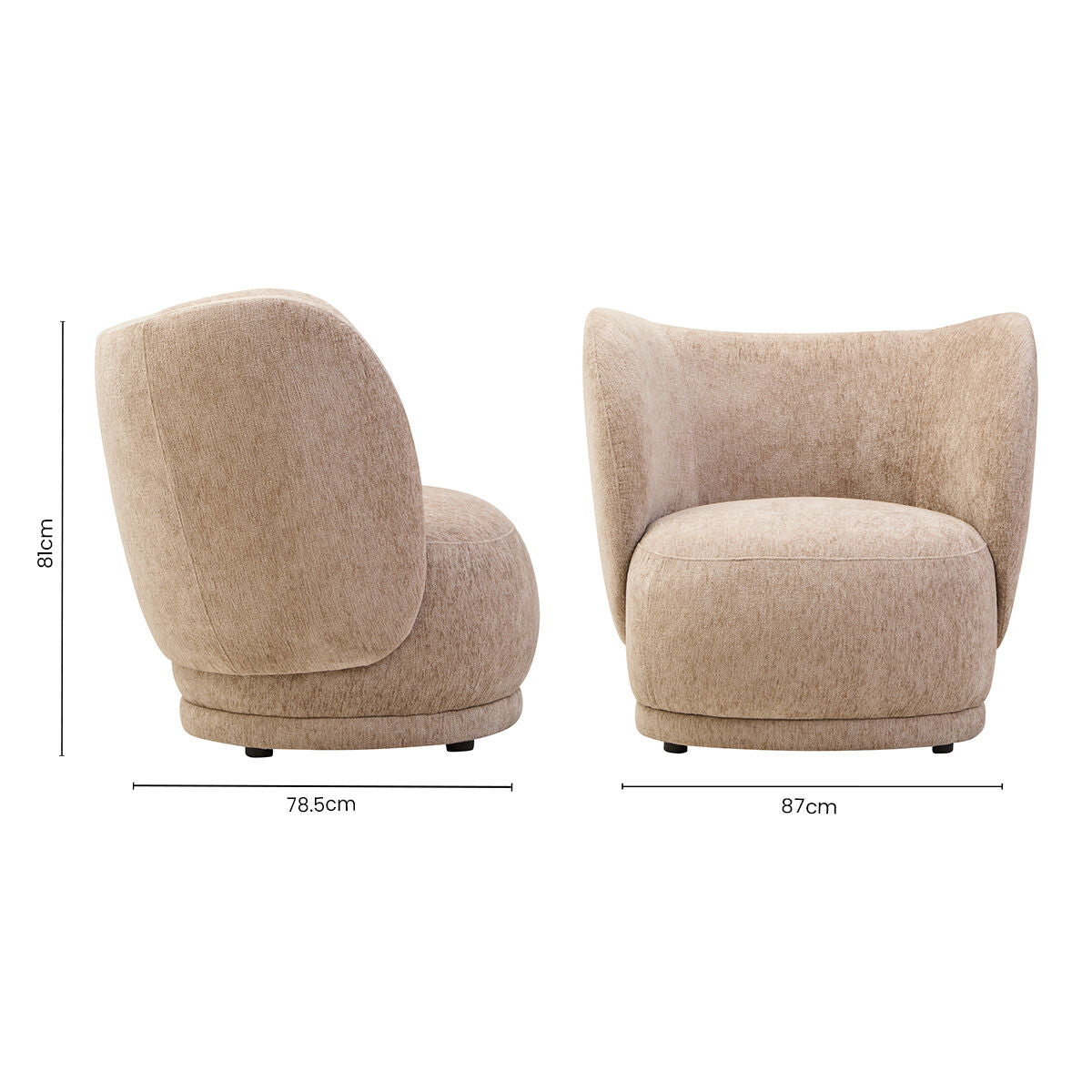 Delray Deep Stone Chenille Curved Chair