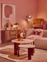 Palermo Round Travertine Top Small Coffee Table