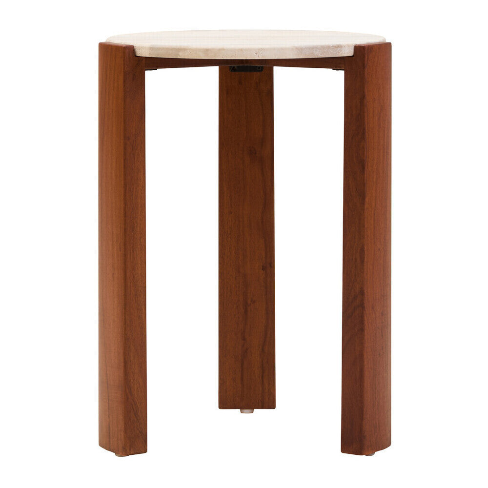 Palermo Travertine Top Round Side Table