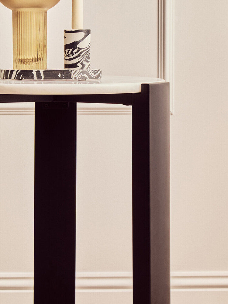 Palermo White Marble Top Round Side Table