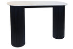 Walton Travertine Top Console Table with Black Acacia Wood Legs