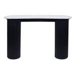Walton Travertine Top Console Table with Black Acacia Wood Legs