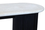 Walton Travertine Top Console Table with Black Acacia Wood Legs