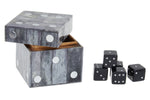 Churchill Games Grey Bone Dice Box with 5 Black Dice