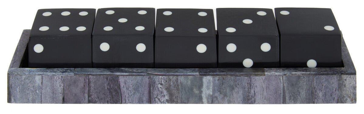 Churchill Games Grey Bone Dice Set with Black Dice
