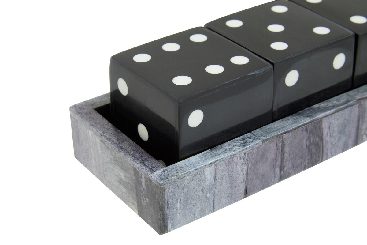 Churchill Games Grey Bone Dice Set with Black Dice