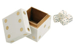 Churchill Games White and Gold Dice Box with Five White Dice