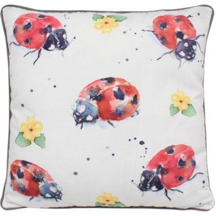 Country Life Ladybirds Filled Decorative Throw Cushion - 43 x 43cm-5010792481432-Bargainia.com
