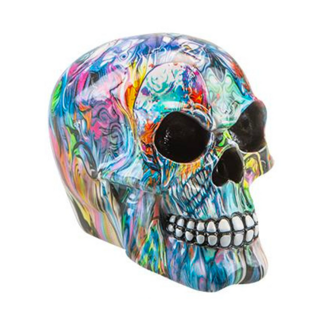 Graffiti Skull Ornament 15cm