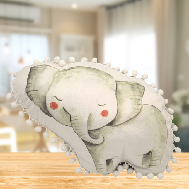 Little Moments Nursery Elephant Pom Pom Filled Cushion 49cm-5010792494135-Bargainia.com