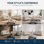 Brixton Cream Fabric Sofa Set, 2 Seater and 3 Seater Linen Look Settees with Solid Wood Frame and Steel Legs