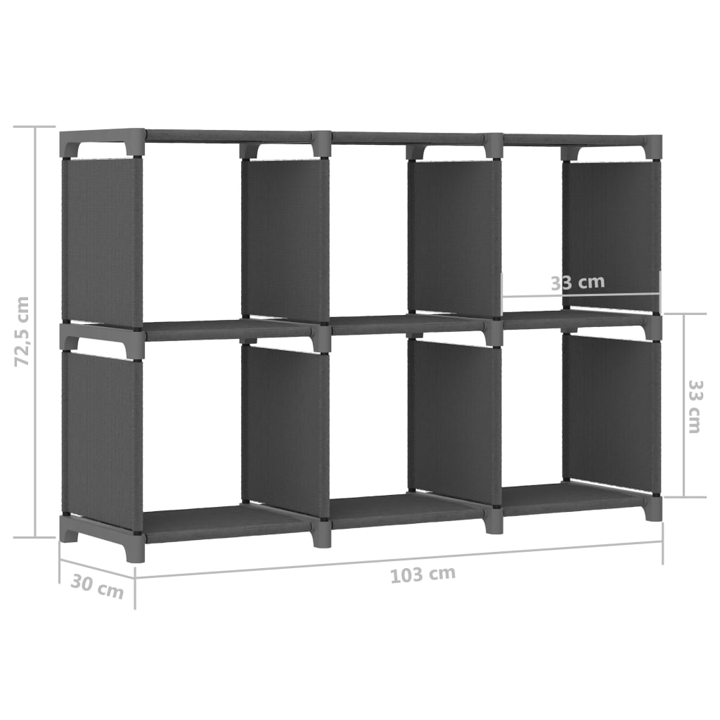 6 - Cube Display Shelf Grey 103x30x72.5 cm Fabric - Bargainia.com - 