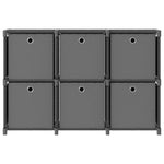 6 - Cube Display Shelf with Boxes Grey 103x30x72.5 cm Fabric - Bargainia.com - 