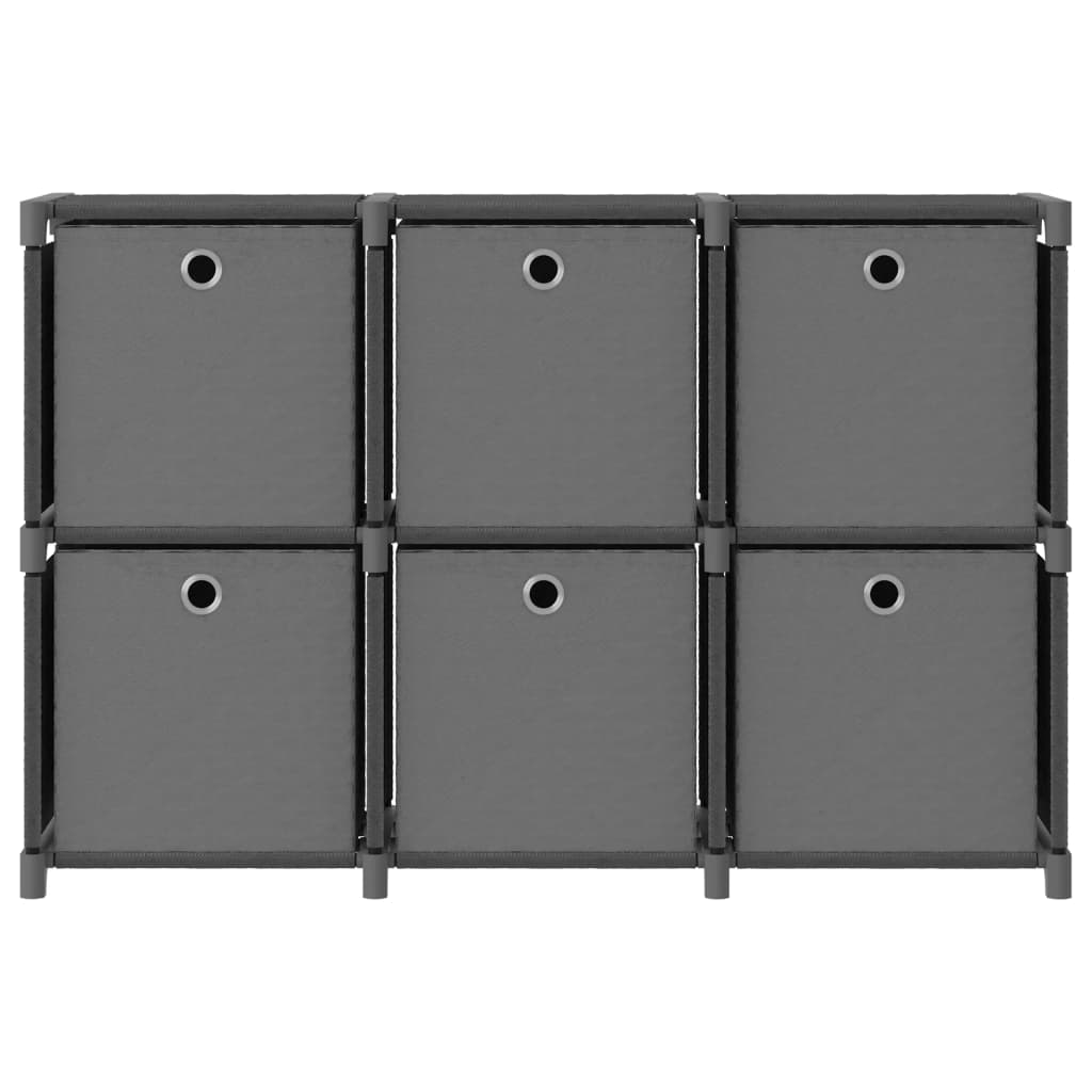 6 - Cube Display Shelf with Boxes Grey 103x30x72.5 cm Fabric - Bargainia.com - 