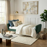 Victoria Velvet Sofa Bed, Emerald Green 3 Seater Click Clack Sofa Bed with Split Back, Button Tufting and Gold Legs