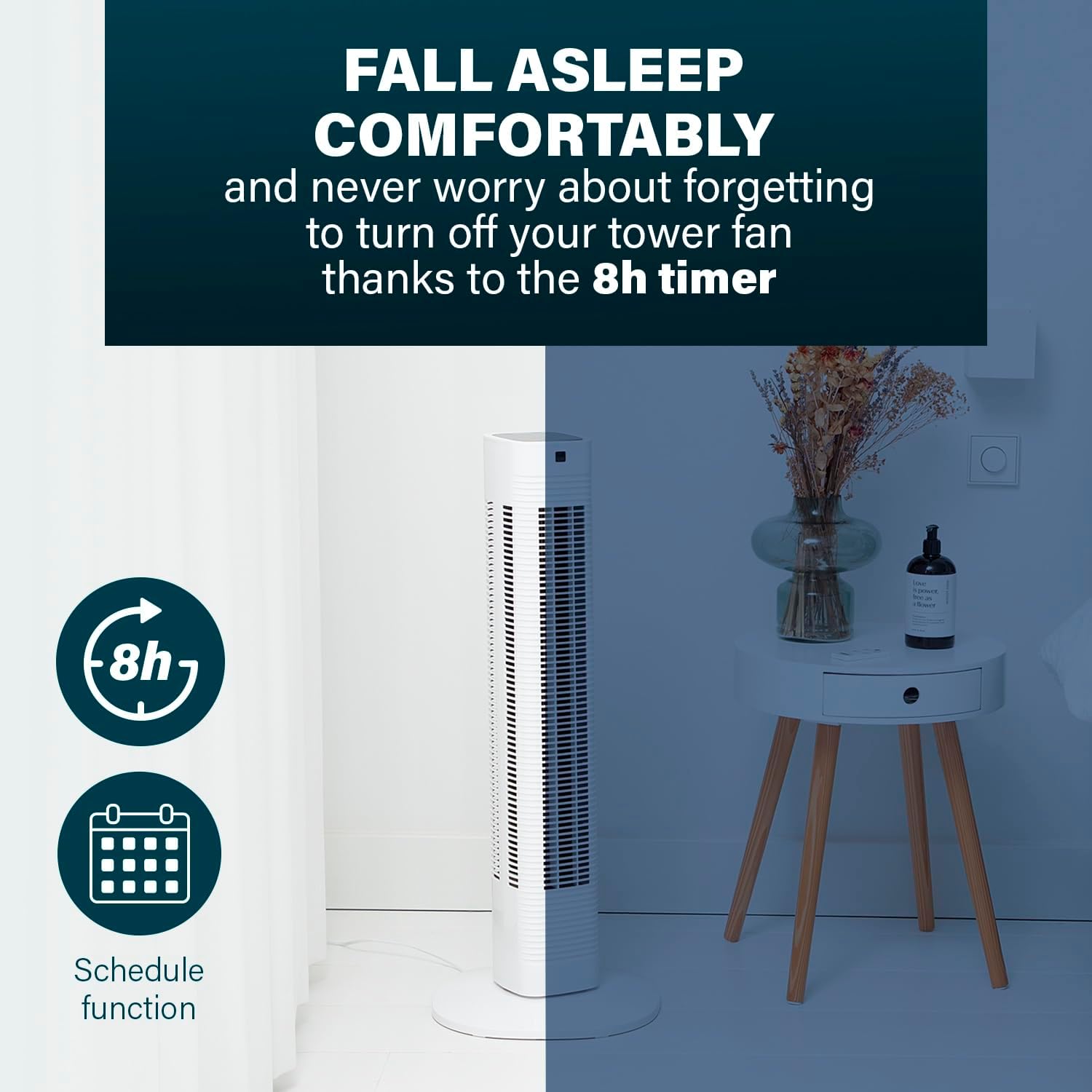 Princess 358225 Smart Compact Quiet Tower Fan 80cm