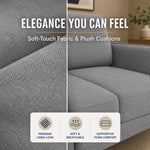 Brixton Grey Fabric Sofa Set, 2 Seater and 3 Seater Linen Look Settees with Solid Wood Frame and Steel Legs